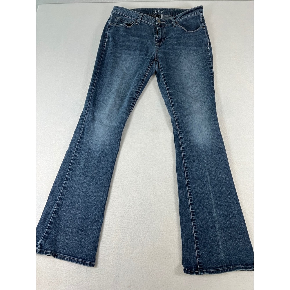 Apt 9 Bootcut Jeans Womens 10 Blue Good Faded Weathered Stretch Denim